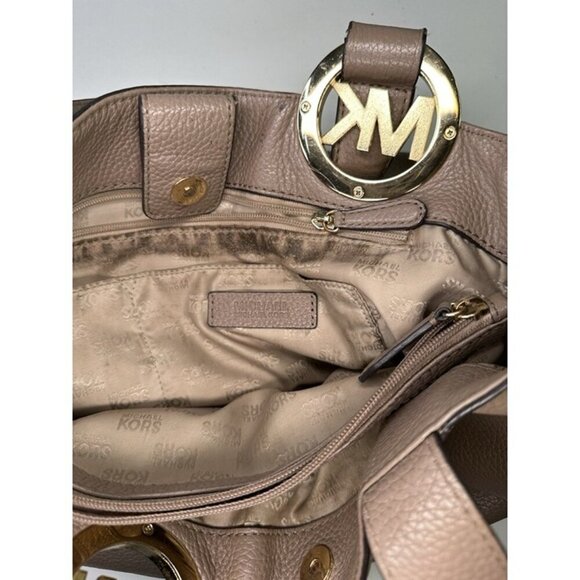 Michael Kors Fulton Purse Carmel Brown Pebbled Leather Shoulder Bag Tote Shopper - Picture 11 of 12